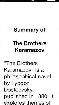 The Brothers Karamazov Summary