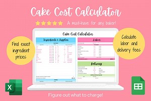 Cake Cost Calculator: Home Bakery Excel & Google Sheets Template (digital Download) - Etsy