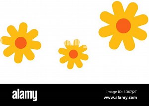 Simple geometric flower shapes in vibrant yellow and orange colors vector design isolated on clean white background