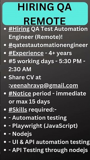 Testing Jobs | QA Jobs| Automation Testing Jobs| Rd Automation Learning