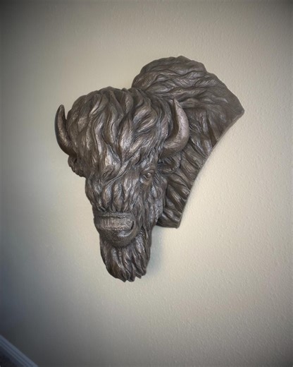 Large Bronze Buffalo Bison Head Lightweight Wall Mount Statue - Etsy