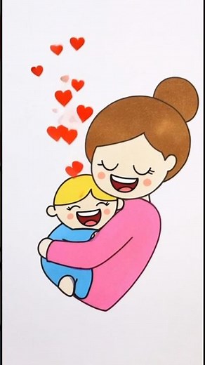 Draw a Mother Holding Her Baby Step by Step #drawing #shorts #mothersday