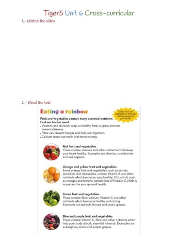 Tiger 5 Unit 6 cross-curricular worksheet