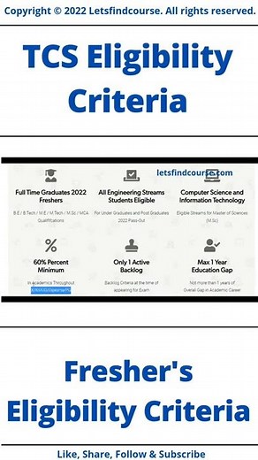 (Updated) TCS Fresher's Eligibility Criteria #tcs #shorts