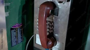 Close up of a vintage telephone booth