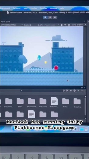 MacBook Neo running the Unity Platformer Microgame #unity3d #unitygamedev #macbookneo #unitytutorial