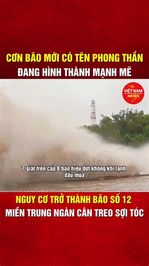 Bão mới có tên Phong Thần đang hình thành mạnh mẽ, trở thành bão số 12 nước ta miền Trung ngàn cân treo sợi tóc. H. | Việt Nam News