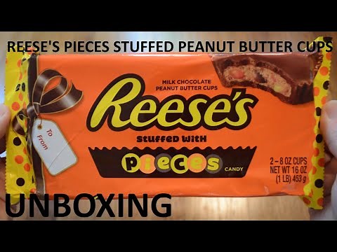 Unboxing Reese's 2 Half Pound Reese's Pieces Candy Stuffed Milk Chocolate Peanut Butter Cups