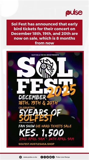 Early Bird Tickets Available for Sol Fest Concert