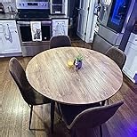 FURNITO Round Dining Table Set for 6, 42"-54" Extendable Dining Table with 6 Upholstered Chairs, 7 Piece Modern Kitchen Table and Chairs Set for Dining Room, Kitchen, Small Space, Easy Assembly & Use