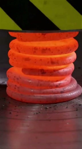 A hydraulic press vs hot coil spring #hot #spring #experimnent #ytshorts #hydrolikpress #ytshorts