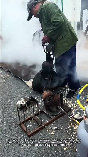 Traditional Old-Fashioned Popcorn Making on the Street