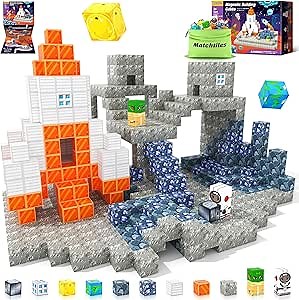 Magnetic Blocks Space Set, Build Mine Magnet World Set, Magnetic Tiles Building Toys for Boys & Girls Age 3-5 5-7, STEM Montessori Sensory Toys for Toddlers Gifts for 3+ Years Old