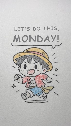 ✨ Chibi Monkey D. Luffy Monday Motivation | Let’s Do This! 💪☕ #shorts #art #coloring