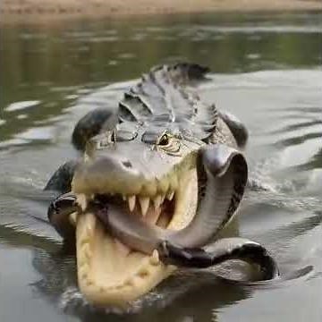 किंग कोबरा बनाम मगरमच्छ 🐊🐍 |Wild Nature Fight #Shorts