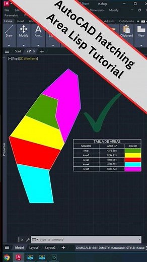 CAD Lisp Tutorial - Hatching Area table with colors presentations #LISP #autocad #viral