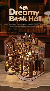 Dreamy Book Hall - build a tiny library of calm and light. The Dreamy Book Hall DlY miniature kit celebrates cozy stacks, arched shelves, and warm reading lights. Crafted micro-details turn your book nook into a serene library scene-perfect as decor and a thoughtful gift for book lovers. | Tearuo