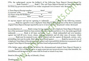 Request Letter to Bank for Duplicate Fixed Deposit Receipt