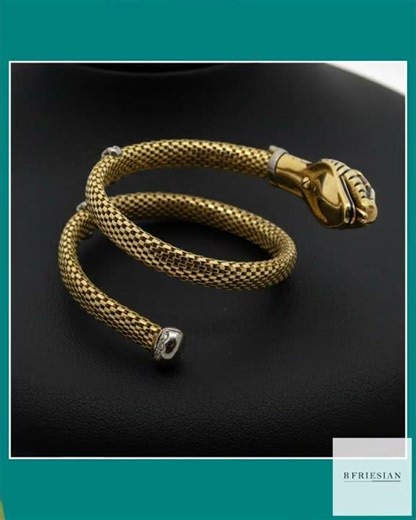 Italian Snake 18K Diamond, Ruby and Blue Enamel Bangle