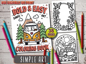 Minimalist Scenery Coloring Book: Bold & Easy Art (PDF Pattern) - Etsy