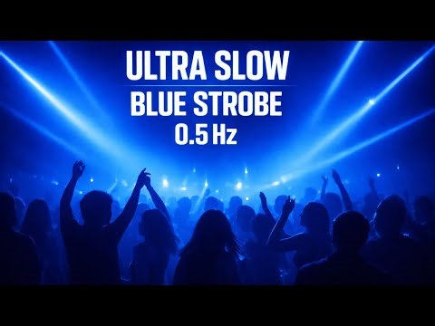 ⚠️ Seizure Warning | Ultra Slow Blue Strobe (0.5Hz) – Party Lights | 12h | #0000FF ↔ #000000 | 30fps