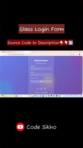 Beautiful Glass Login Form using HTML CSS 😍 | Web Dev Shorts