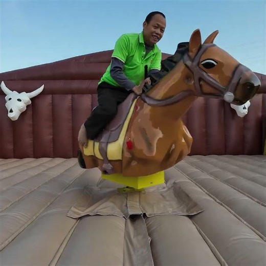 Who Can Stay On the Longest? 🐂 Inflatable Mechanical Bull Challenge