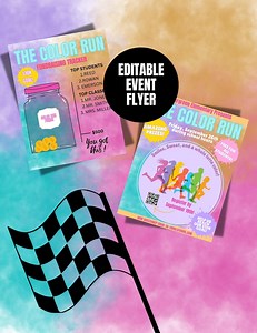 Color Run Editable Digital Flyer Templates, Canva Event Planner, Customizable Bundle, Race Day Organizer - Etsy