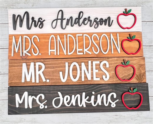 Teacher Name Sign, Personalized Wood Sign, Teacher Appreciation Gift - Etsy