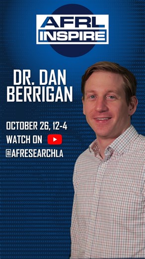 Meet Dr. Dan Berrigan! Throughout his career with AFRL, Berrigan has served in various roles -ranging from making new materials in the lab to leading AFRL's efforts to enable worldwide research collaboration within our Digital Capabilities Directorate. Watch Berrigan’s AFRL Inspire talk “#TackleTheToil” via our YouTube channel on Oct. 26 to learn how this chemist turned programmer revolutionized how the lab shares and collaborates with our partners. #AFResearchLab | #AFRLInspire | #AFRLInspire23