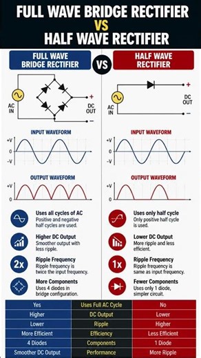 Full Wave Bridge Rectifier vs Half Wave Rectifier | Explained Simply