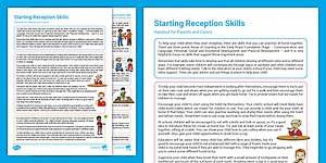 Starting Reception Handout for Parents and Carers