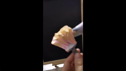 Coloring pink yellow flower icing cake ASMR