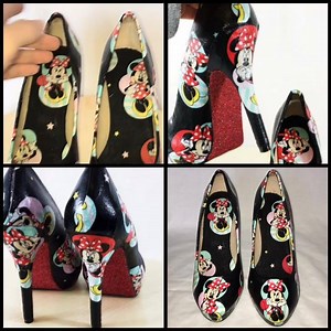 22 reactions · 8 comments | Morning lovelies We love the Minnie Mouse high heels 朗殺 Order them here https://northern-lights-customs.com/products/minnie-mouse-high-heel-with-a-glitter-sole Or of course you can message us to order if you prefer or if you would just like to ask us some questions xx | Northern Lights custom shoes | Facebook