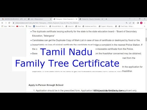 Tamil Nadu - Obtain a Family Tree Certificate (Online)