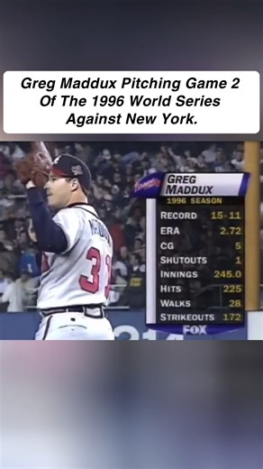 Relive the masterful performance of Greg Maddux in Game 2 of the 1996 World Series! Witness pitching artistry as he battled the Yankees, showcasing his legendary control and guile. A true clinic on the mound! #Braves #WorldSeries #MLB | MLB Throwbacks
