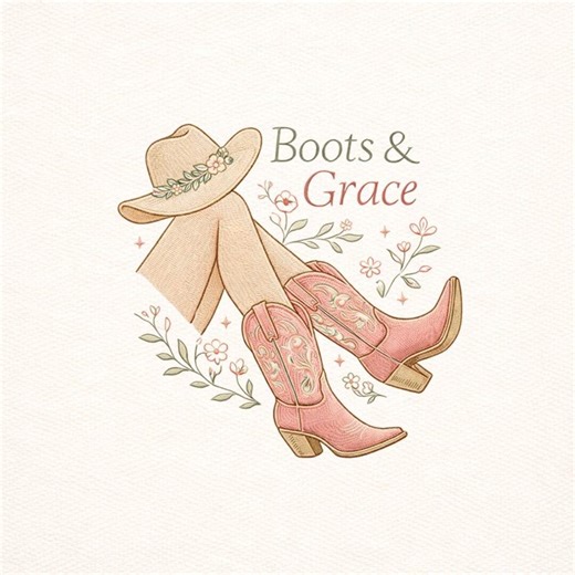 Boots and Grace Embroidery Design File, Western Cowgirl Boots Pattern - Etsy