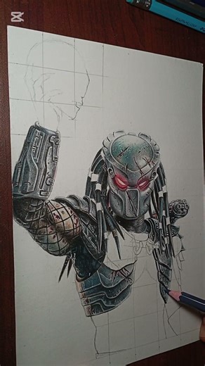 Predator realistic colour pencil drawing #colourpencilart #art #drawing #sketch #shortvideo