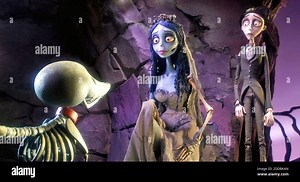 NO FILM, NO VIDEO, NO TV, NO DOCUMENTARY - 'Scraps' the skeleton dog with the 'Corpse Bride' voiced by Helena Bonham-Carter, and 'Victor Van Dort' voiced by Johnny Depp in Tim Burton's 'Corpse Bride'. Photo via Philadelphia Inquirer/ABACAPRESS.COM Stock Photo - Alamy