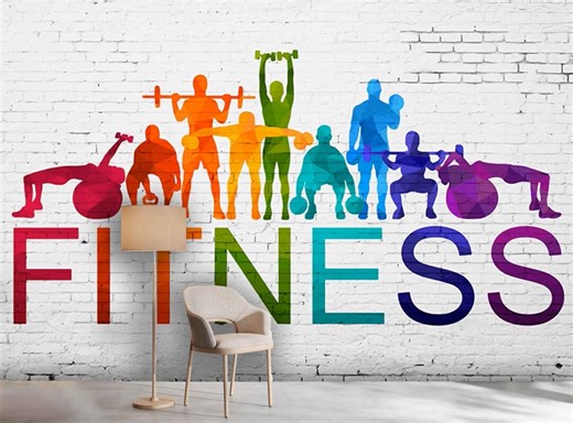 Fitness Gym Wallpaper, Colorful Brick Wall Mural, Peel and Stick or Non Woven - Etsy