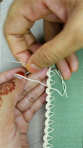 Pretty border hand embroidery #embroidery #loopstitch #handembroidery #beginnersstitch #crochet