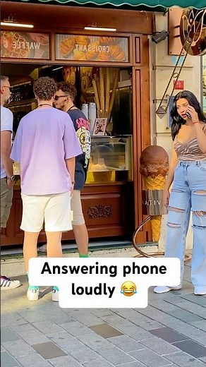 Answering phone loudly in public! 😂 #shorts #prank