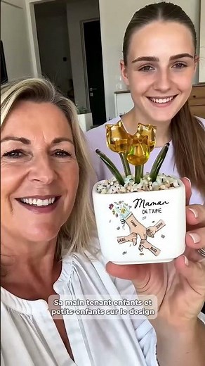 Fleur En Verre Artisanale Avec Pot "Je T'aime Maman Mamie" Personnalisé - Cadeau pour Maman