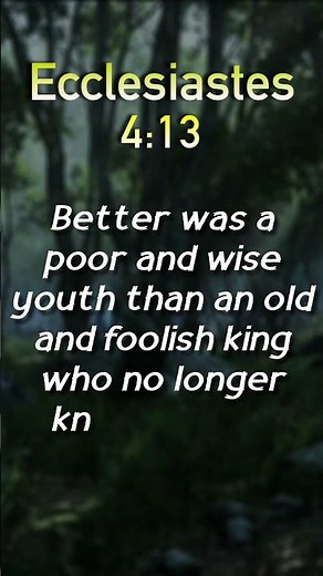 Ecclesiastes 4:13 | Better a Poor Wise Youth Than a Foolish King 👑