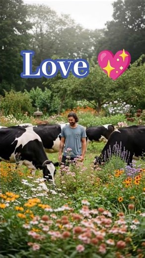 man and cows are in garden playing #youtubeshorts #mrbeast