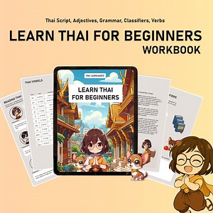Beginner Thai Printable Digital Workbook - Learn Thai Script, Verbs, Adjectives, Sentences - Etsy