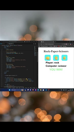 Rock Paper Scissors game #coding #javascriptcoding #javascript #css #html5 #frontendcourse