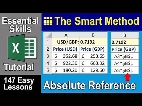 3-12: Understand Excel absolute ($A$1)and relative (A1) cell references