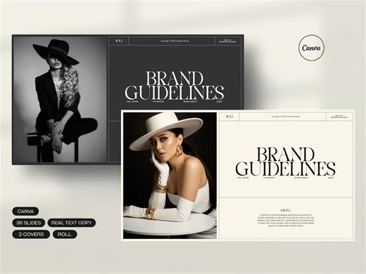 Brand Guidelines Template Canva | Luxury Brand Kit, Brand Book, Style Guide, Color Palette, Logo Usage, Minimalist Branding Template - Etsy Canada