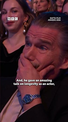 Leading Actor winner Robert Aramayo thanks Ethan Hawke | BAFTA Film Awards 2026 - BBC
